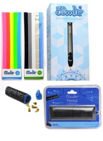 3doodler-20-Bundle-w-Printing-Pen-Pedal-SET-and-Nozzle-Set-3doodler-20-3d-Printing-Pen-50-Strands-of-3doodler-Plastic-Filament-25-PLA-25-Abs-0