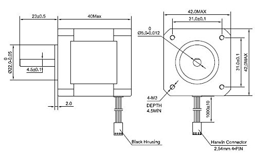 5PCS-Nema17-Stepper-Motor-2A-64ozin-40mm-Body-4-lead-1m-Cable-W-Connector-0-2