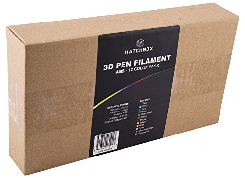 HATCHBOX-3D-PEN-ABS175-SMP-ABS-3D-Pen-Filament-Dimensional-Accuracy-005mm-044lbs-Total-175mm-12-Color-Sample-Pack-20-Feet-Per-Color-0-1