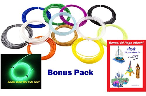 3D-Pen-PLA-Filament-175mm-12-Color-X-20-Feet-Mega-Value-Pack-240-ft-for-Art-Design-and-Industrial-150-Stencils-eBook-Free-0